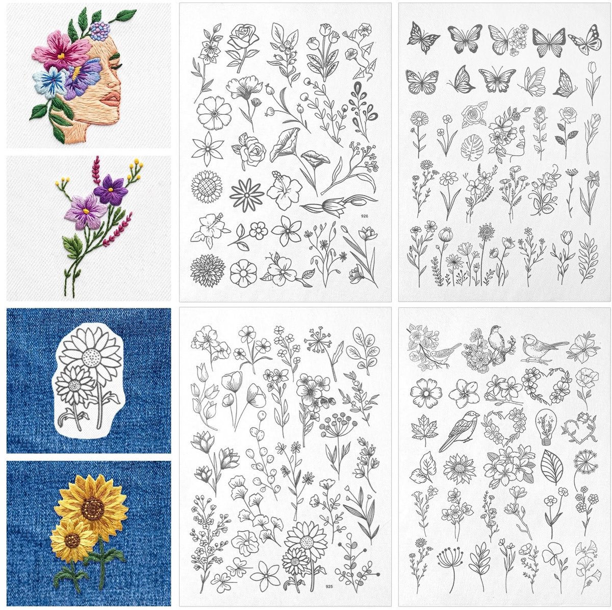 Elzusha - Wateroplosbare Borduurpapier Sjablonen - 118 Stuks