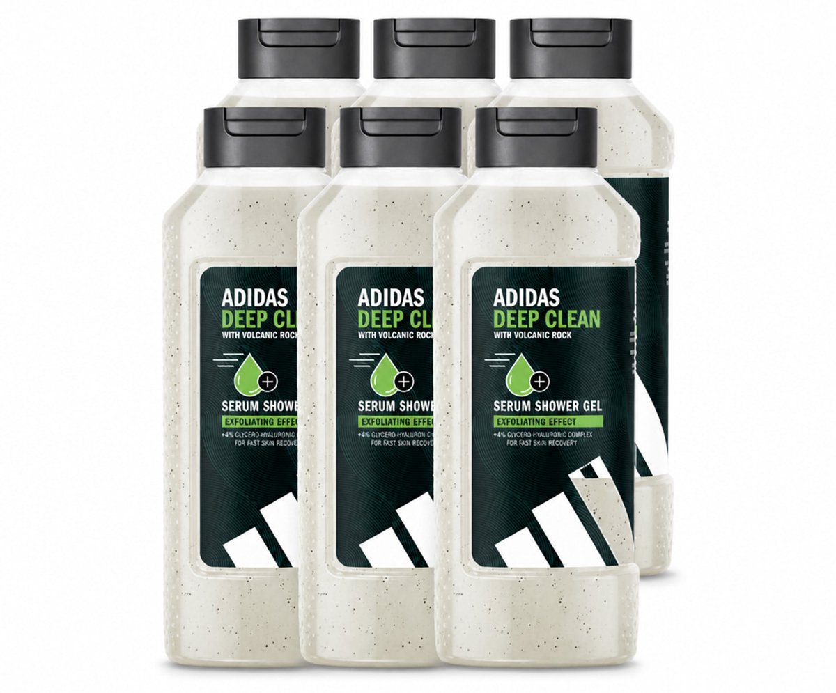 6 x Adidas – Douchegel – Active Skin & Mind Deep Clean – 400 ml - Voordeelverpakking - 6 stuks