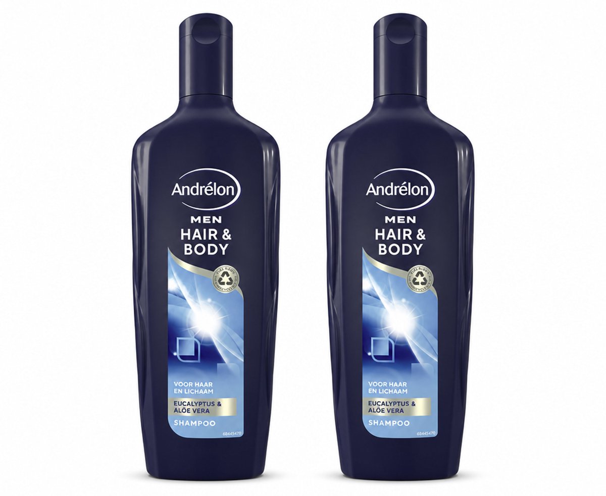 2 x Andrélon - Men - Hair & Body - Shampoo - 300 ml - Voordeelverpakking - 2 stuks