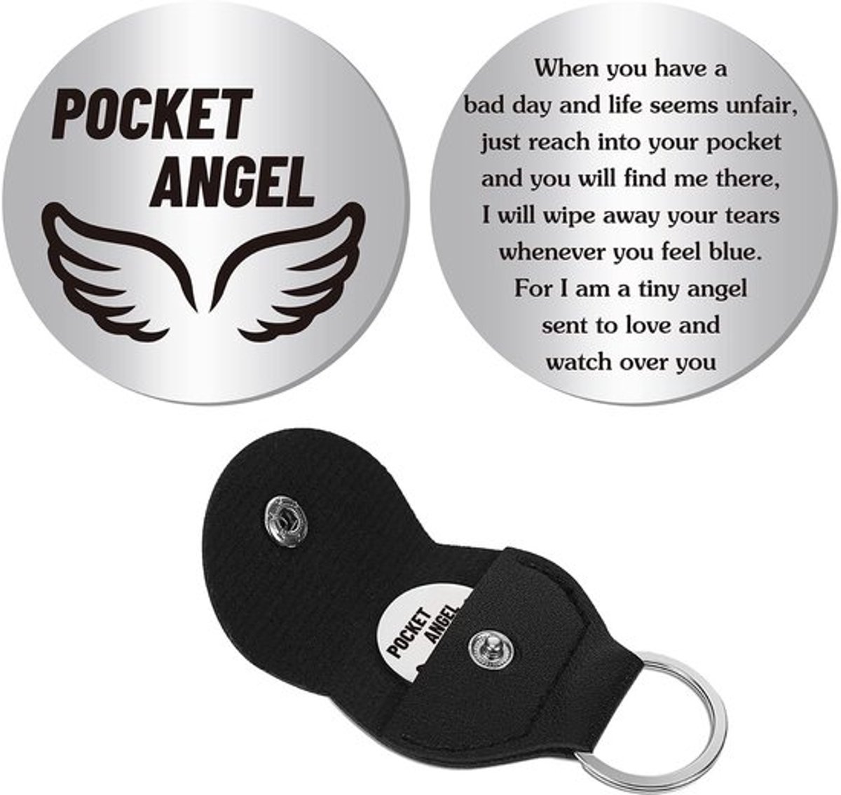 Store_8 - Pocket Angel - Inspirerend cadeau - Dubbelzijdig - 3 x 3 cm - Muntje voor