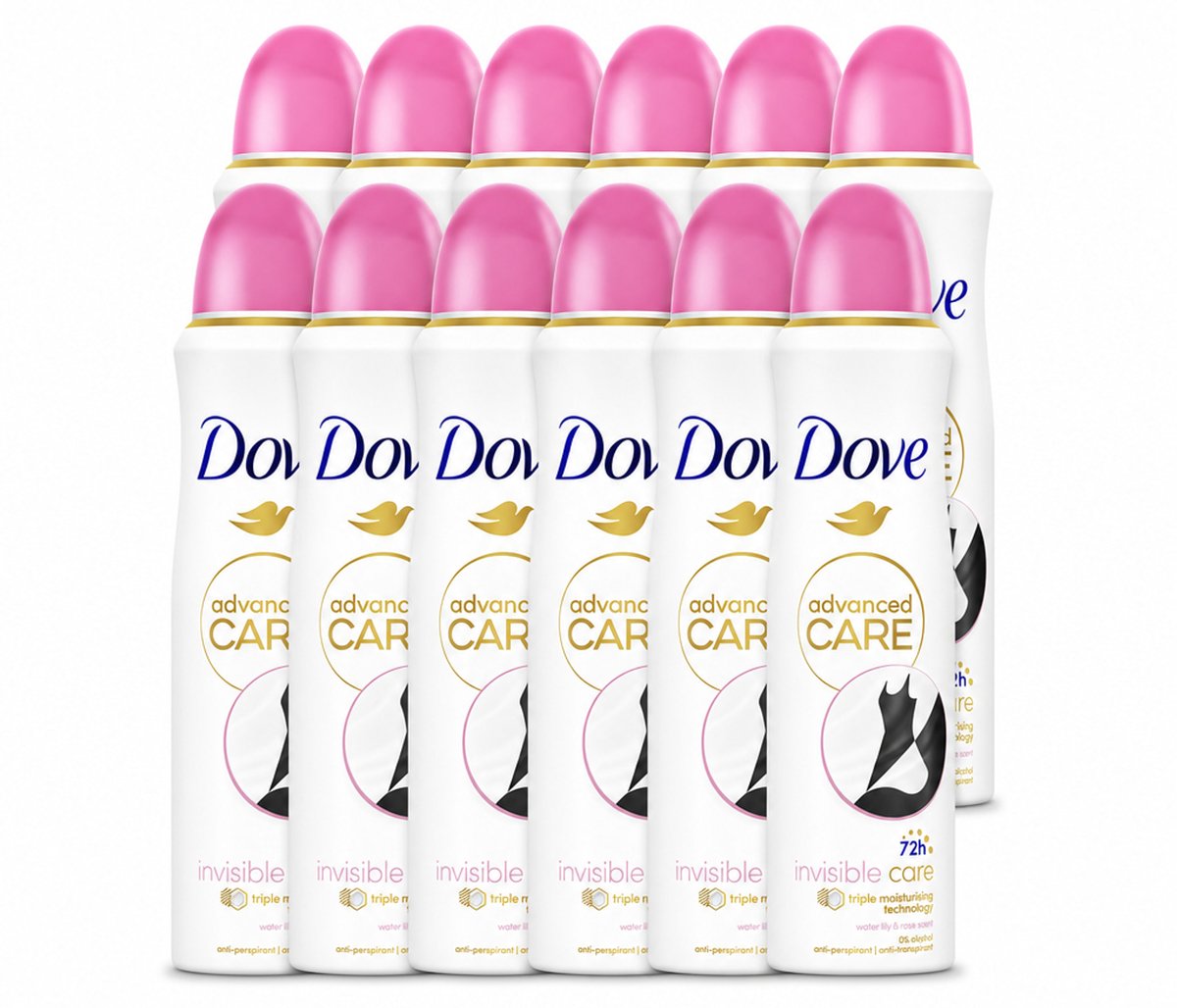 12 x Dove – Deodorant Spray – Invisible Care – 150 ml - Voordeelverpakking - 12 stuks