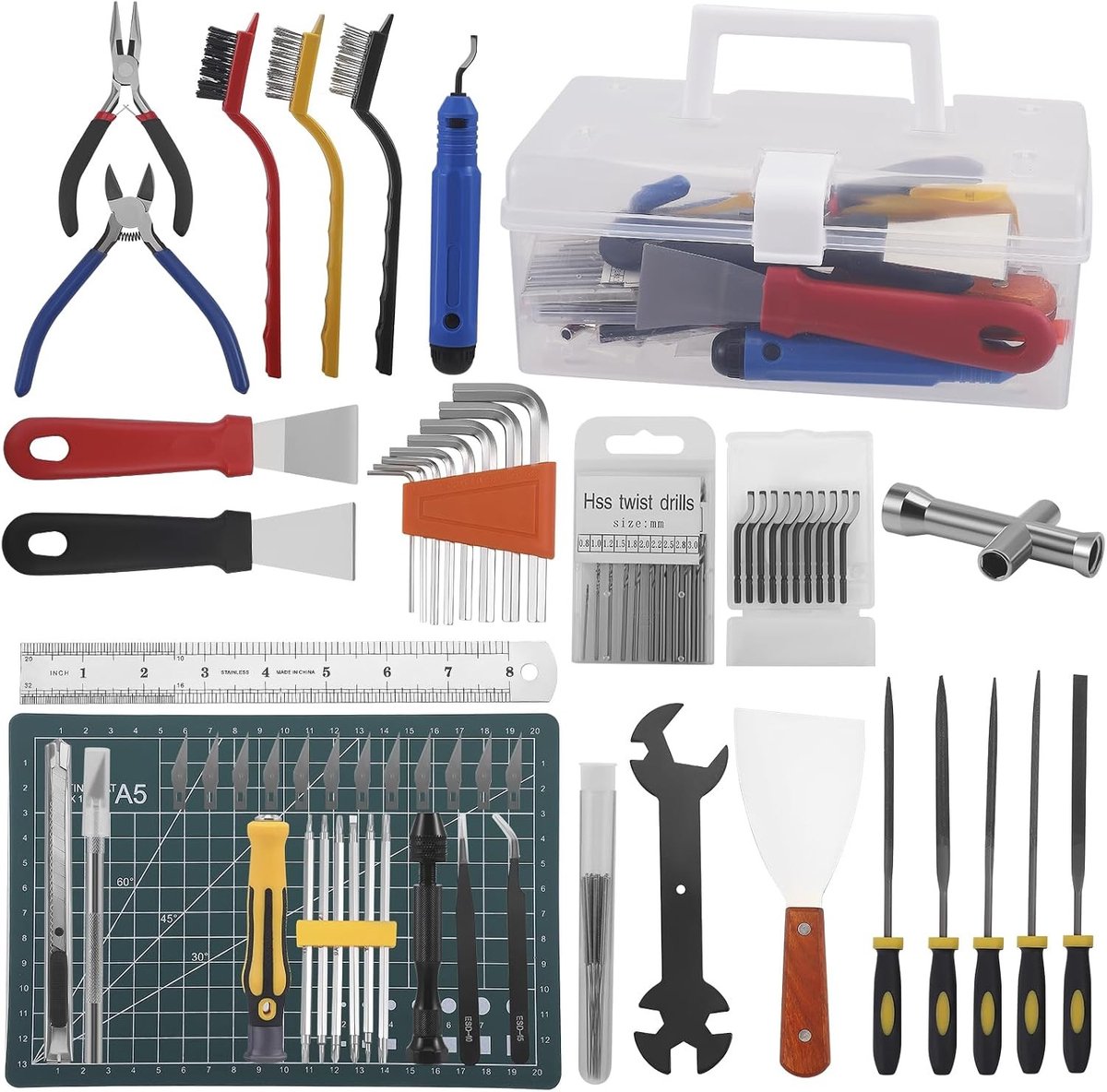 Complete 99-delige 3D Printer Accessoireset met Reinigingskit, Gereedschap voor Ontbramen, Verwijderen en Precisietang voor 3D Printprojecten