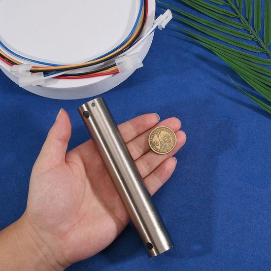 Plafondventilator verlengstang 15 cm, universeel, satijn zilver, geschikt voor diverse modellen, met kabels en diameter 2,5 cm — afbeelding 2