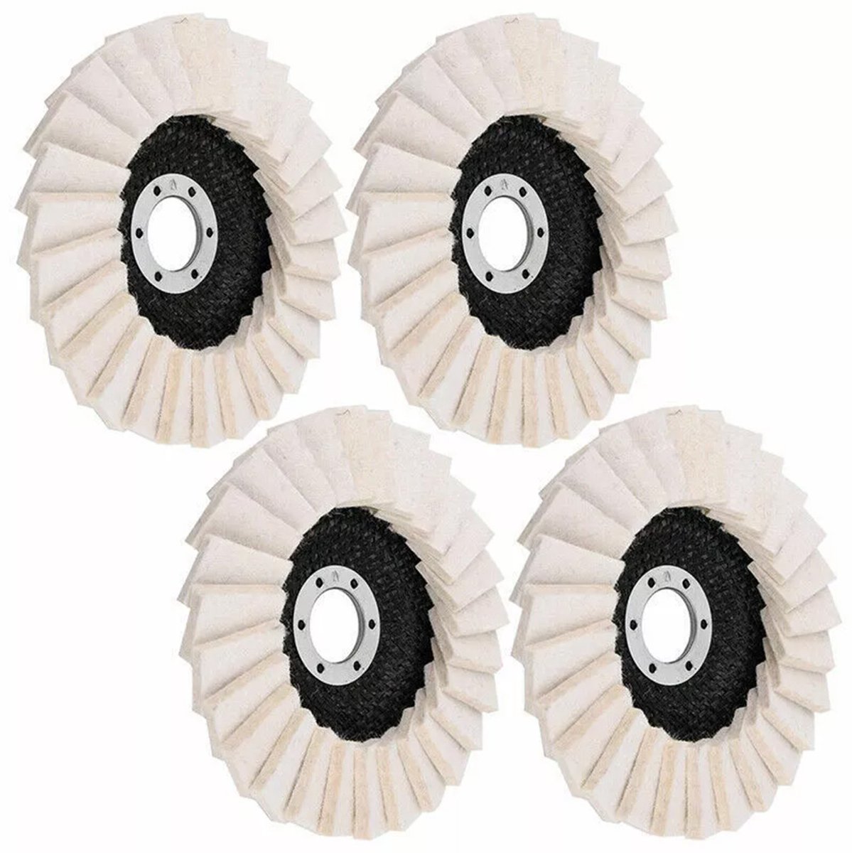 Polijstschijven - Vilt van wol - Viltschijven met gaasbekleding - Viltschijven - Polijstgereedschap - Metaal spiegelglans - Voor haakse slijpers - 125 mm x 22,2 mm - Set van 4 - Vilt