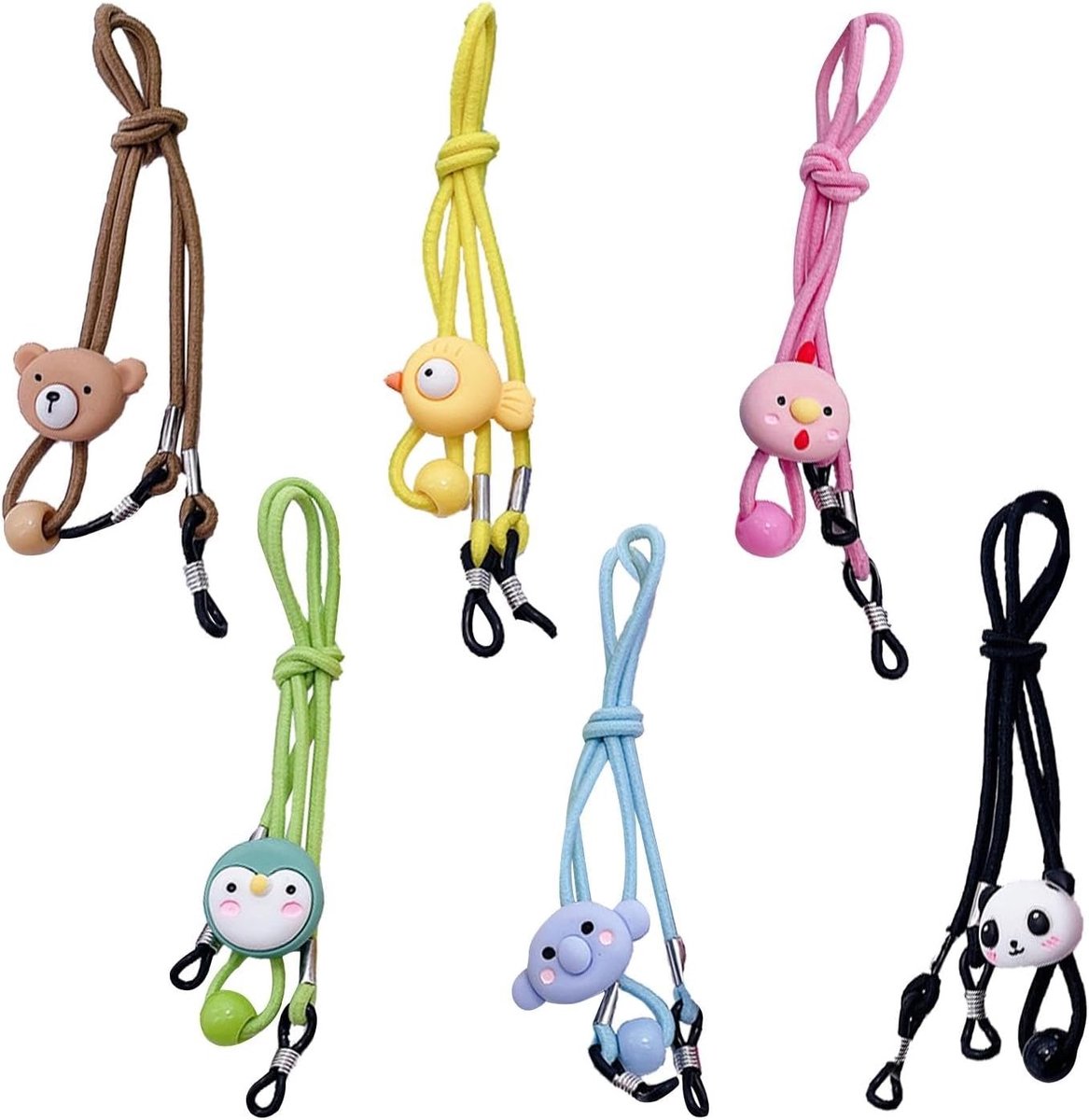 Kleurige brillenkoordjes voor kinderen - 6 stuks, brillenkettingen, brillenaccessoires, verstelbaar en duurzaam