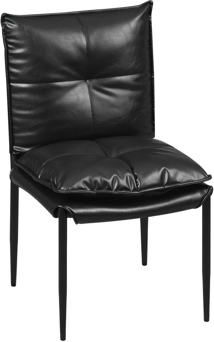Klarven® Eetkamerstoel Stuks Zwart - Eetkamerstoelen Set Van 4 - Eetkamerstoel Met Armleuning - Dining Chair - Kunstleer - Ergonomisch, Belastbaar tot 150 kg, Eenvoudig Schoon te Maken - B48xd42xh87cm