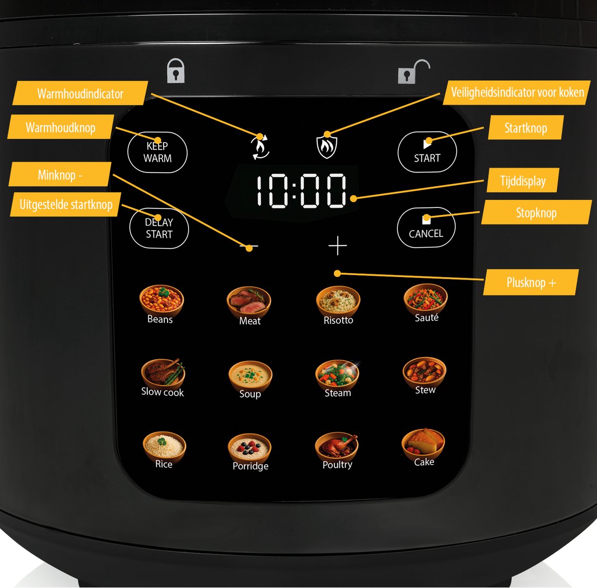 Tristar RK-6160 - Rijstkoker met stomer - Multicooker - Slowcooker - Snelkookpan - 6L - 1000W - Zwart – foto 4