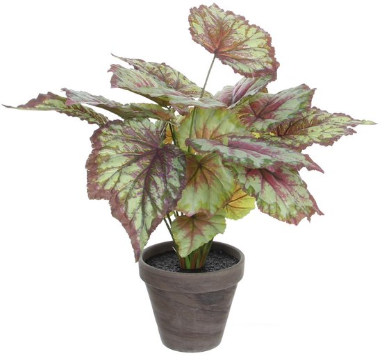 Mica Decorations Begonia Kunstplant in Bloempot Stan - H40 x Ø38 cm - Rood