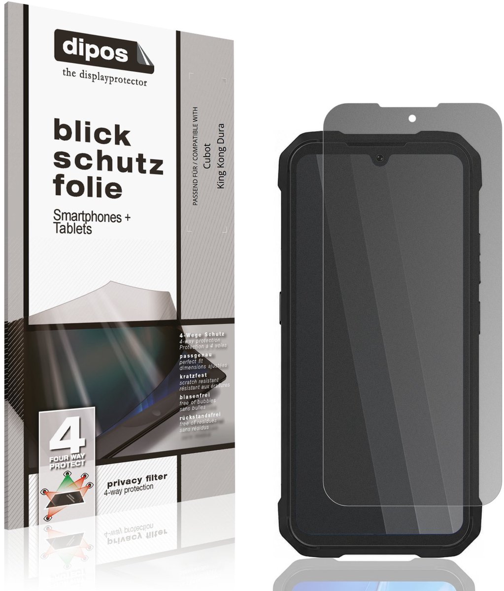 dipos – Matte Privacy Screenprotector geschikt voor Cubot King Kong Dura | Anti-Spy Beschermfolie