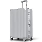 TRVLMORE Premium Reiskoffer Groot - 75x49x31 cm - Spinnerwielen 360° - Dubbel TSA-cijferslot - Polycarbonaat - Ritsvrij - 115 Liter - Zilver