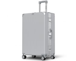 TRVLMORE Premium Reiskoffer Groot - 75 × 49 × 31 cm - Spinnerwielen 360° - Dubbel TSA-cijferslot - Polycarbonaat - Ritsvrij - 115 Liter - Zilver