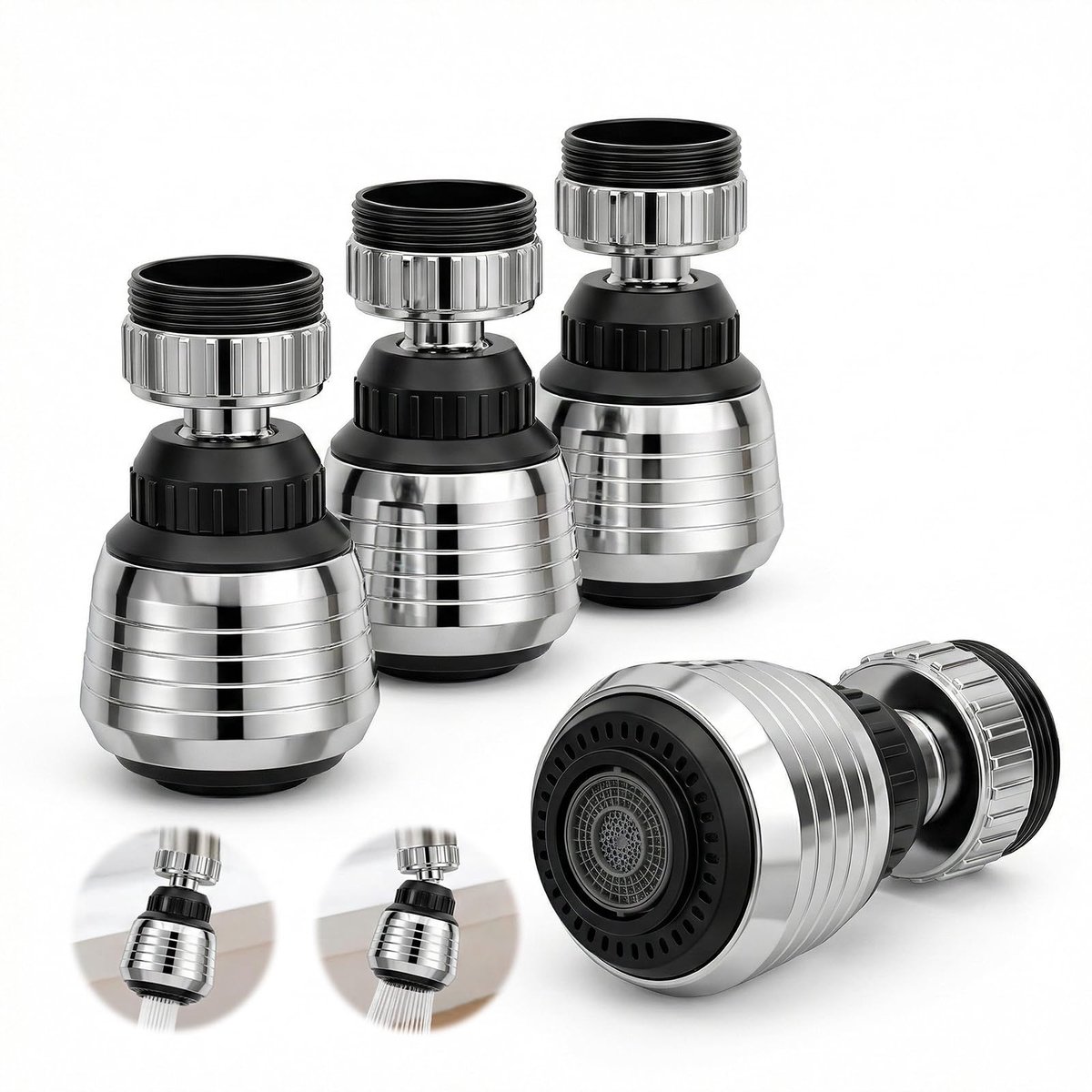 Kraanopzetstuk - Zwenkbaar en Waterbesparend - Met 2 Instelbare Sproeistanden - Universeel - 4 Stuks