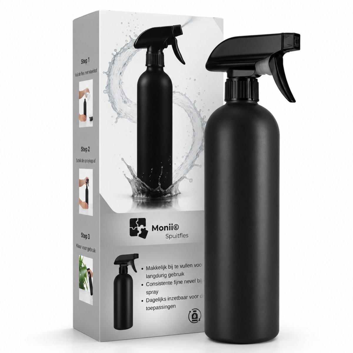 Monii Spuitfles - 200ml - Mist Spray Bottle - Sprayflacon - Knijpfles - Sprayfles - Spuitflesje - Plantenspuit - Waterverstuiver - Water Spray Gezicht - Waterspuit Haar - Waterspuiter - Kappersspuit - Haarspuit