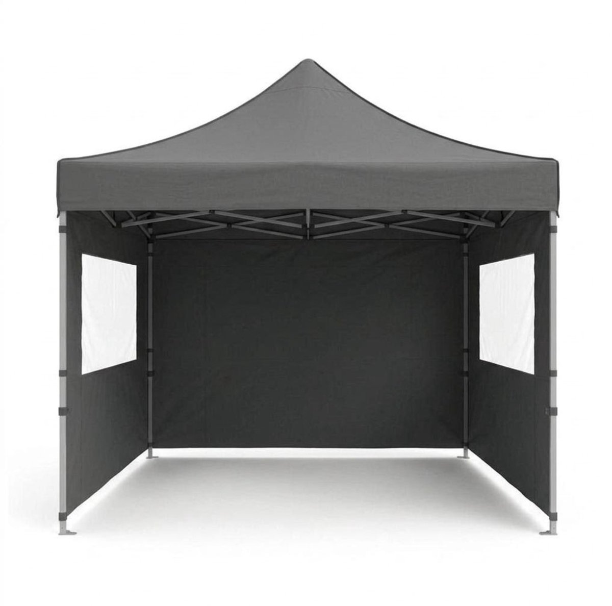 Partytent 3x3m Grijs met Zijwanden – 40mm Hexagonaal Aluminium Frame – Volledig Afsluitbaar – Pop-up Feesttent met Ramen en Deur