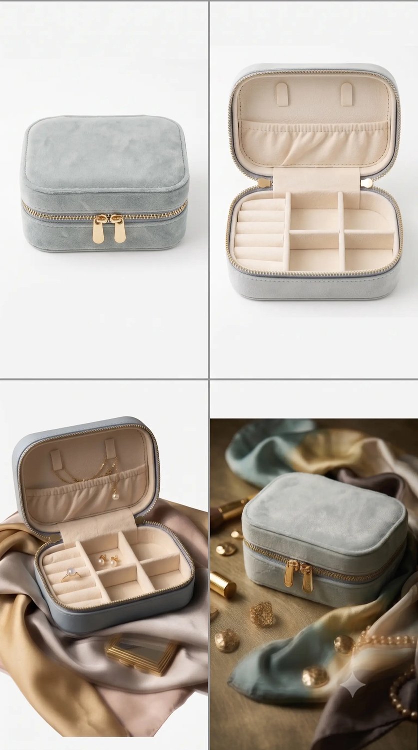Dorvina Opbergbox Organizer Reis Steen Ketting Ring Oorbellen Organizer Fluweel Baby Blauw 12cmx8cm