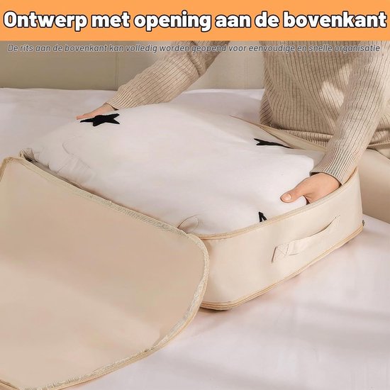 Ruimtebesparende zelfcompressiezak voor dekbedden in beige - Ideaal voor opbergen, stofvrij en ruimtebesparing — afbeelding 4