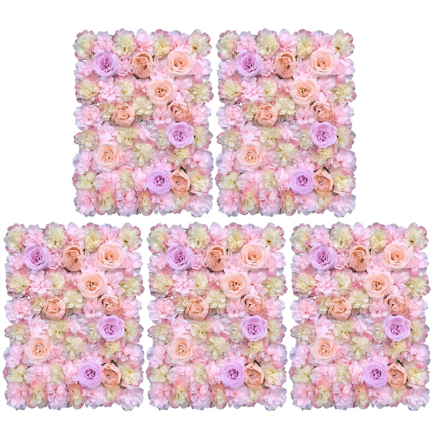 5 stuks plantenwand, lichtroze + Dahlia lichtgeel + roze + pioenroos, decoratie voor bruiloft, achtergrond, foto - ShopVlot