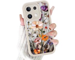 Xylota Hoes voor Xiaomi Redmi Note 13 5G, esthetisch bloemenpatroon, design paars, siliconen telefoonhoes, dunne - ShopVlot