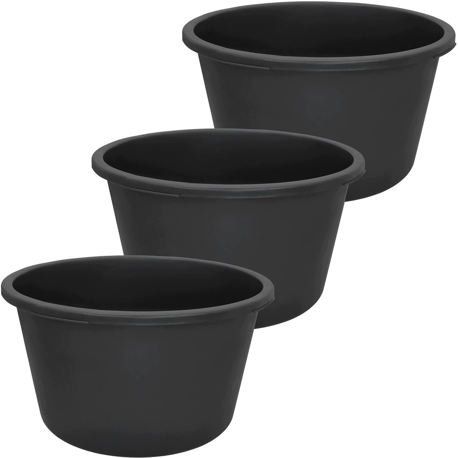 Bouwemmer 90L Rond Zwart - Set van 3 Stuks
