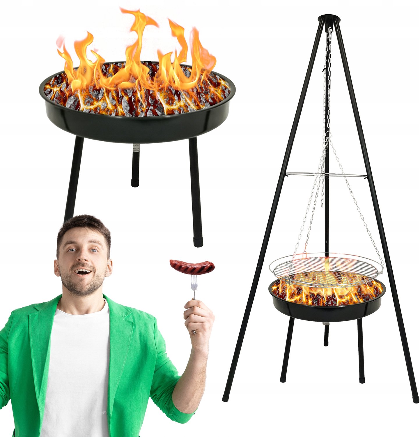 Tuin vuurkorf & BBQ grill 2-in-1 met verstelbaar rooster