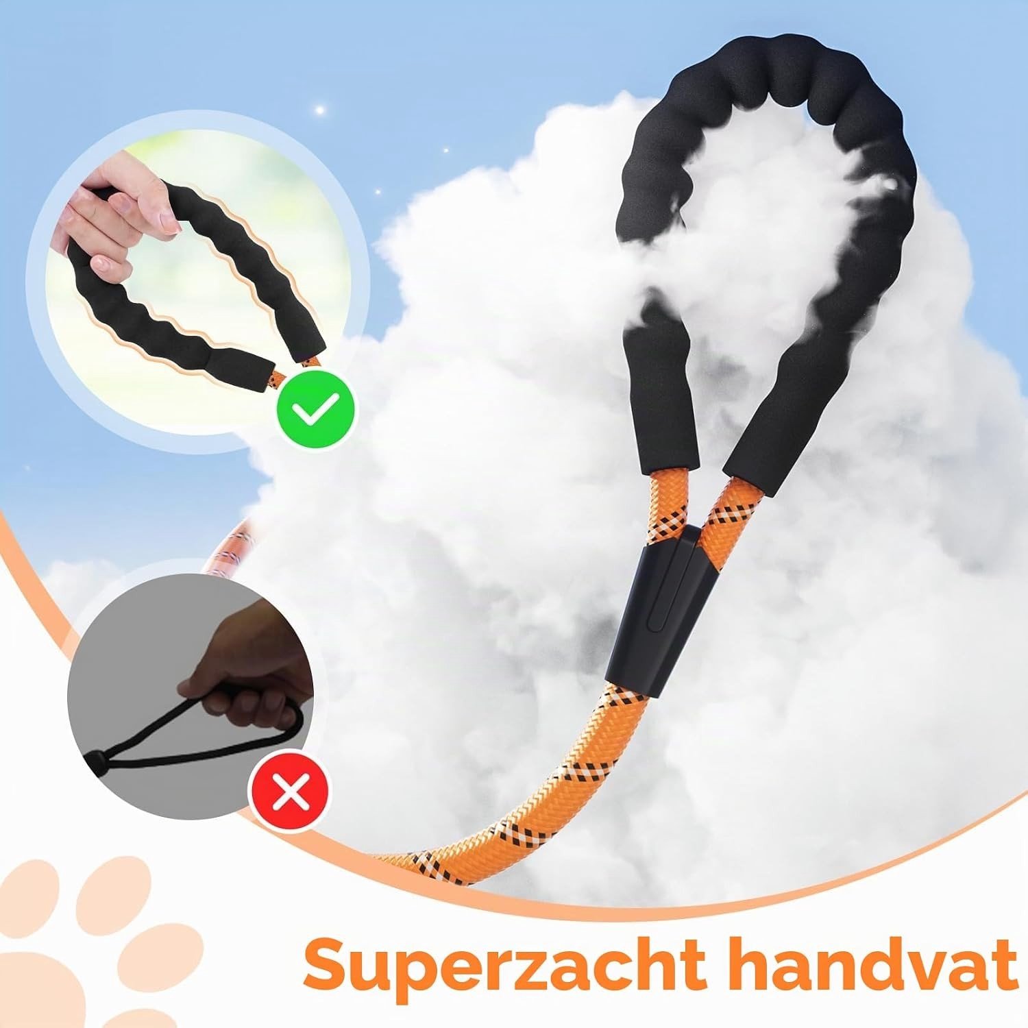 Sterke Hondenlijn van 20 m met Comfortabele Gevoerde Handgreep, Ideaal voor Training en Wandelen met Puppy’s en Volwassen Honden, Voor Kleine, Middelgrote en Grote Rassen