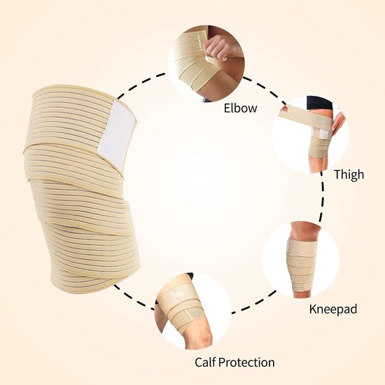 Elastische Compressiewrap 180cm voor Ondersteuning van Elleboog, Knie en Enkel, Ideaal voor Sport en Herstel — afbeelding 4