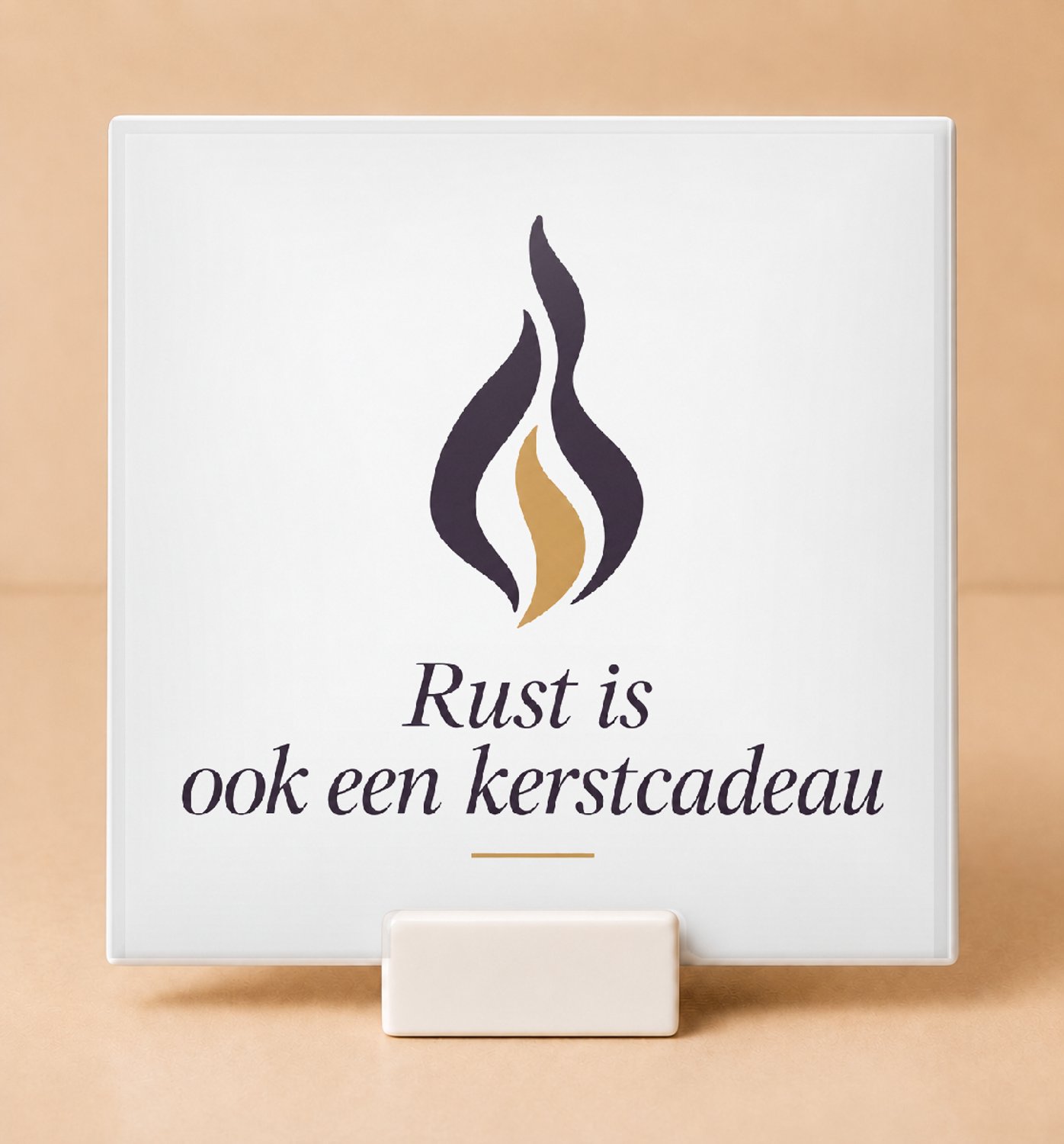 Bedruk King Sfeervolle Niet Storen Tegel ‘Rust is ook een kerstcadeau’ – Decoratieve Wanddecoratie voor Ontspanning en Kerstfans - 11 x 11 cm met houder Wit