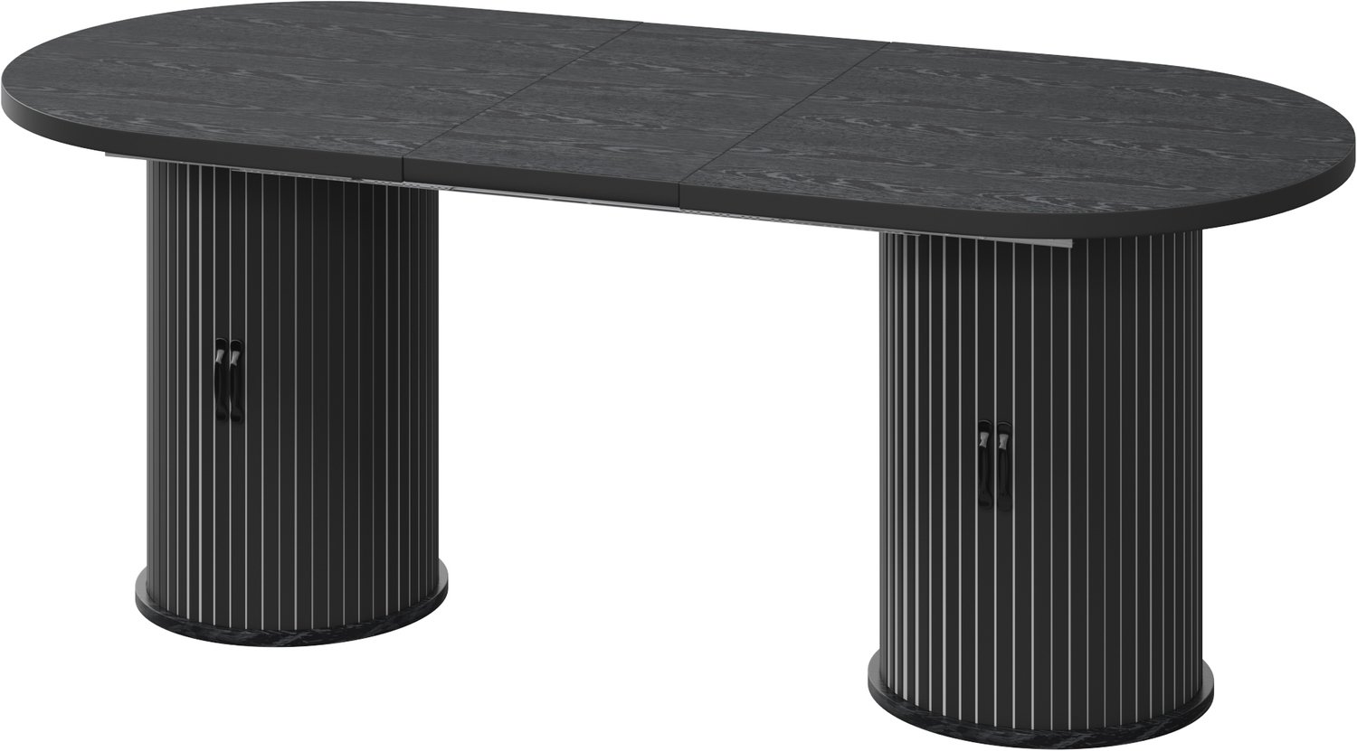 SONNENH Ovale uitschuifbare eettafel met opbergvakken - 150 tot 190 cm - Zwart