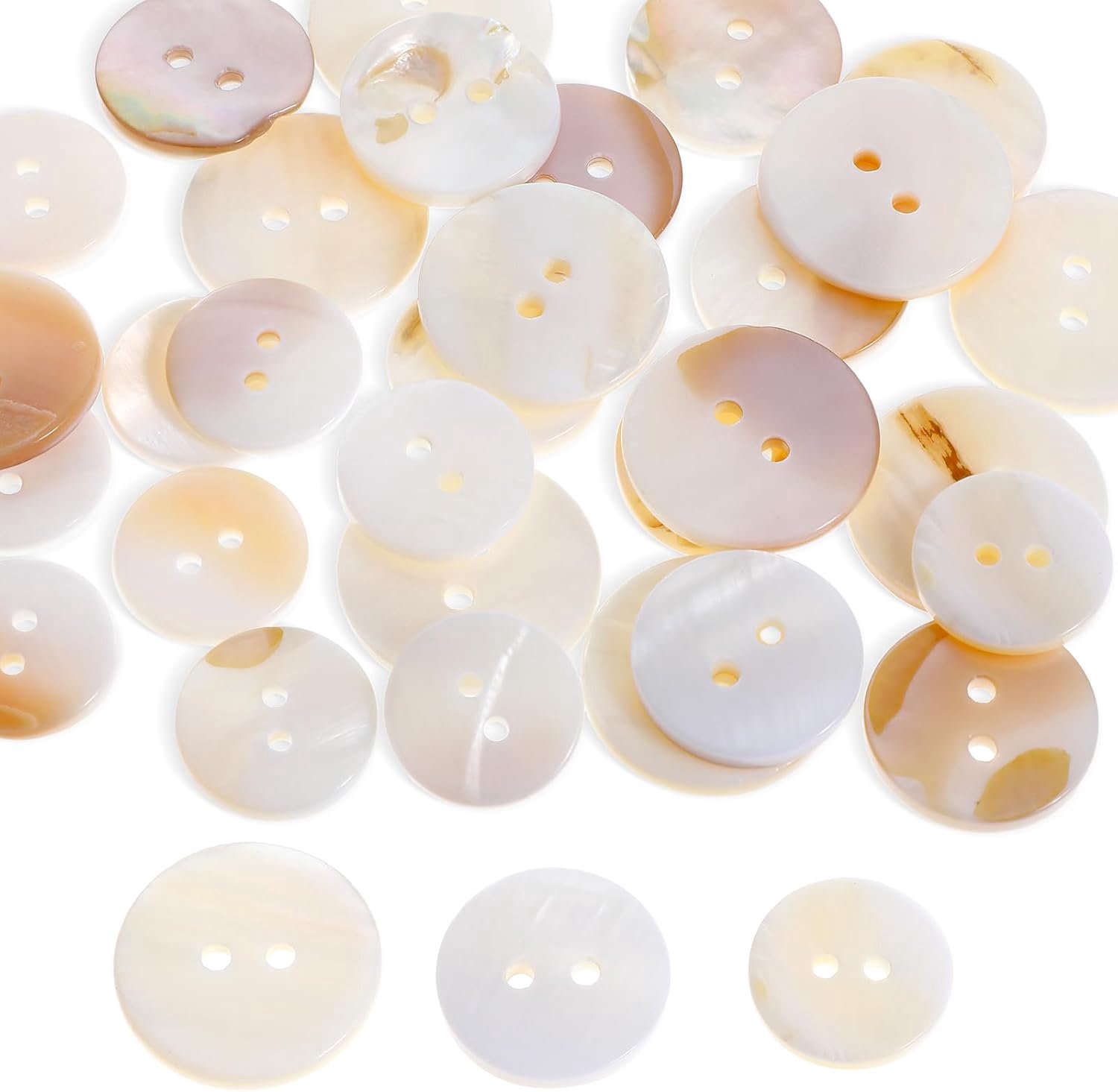 Moeder van parel knopen 30 stuks - Natuurlijke schelpen - Diverse maten - Perfect voor kleding en handwerk - ShopVlot