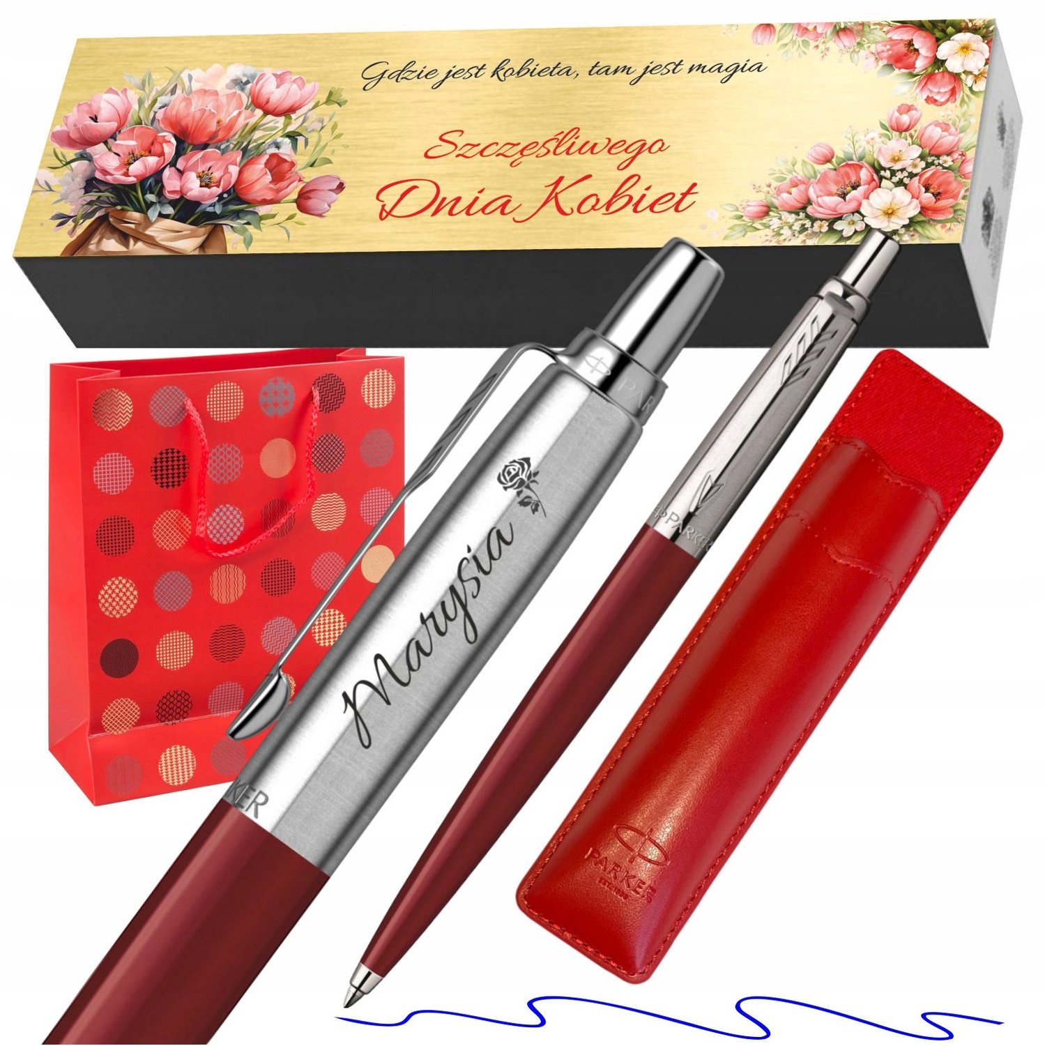 Parker Jotter Rood Druk Długopis met Gravure & Cadeau Etui