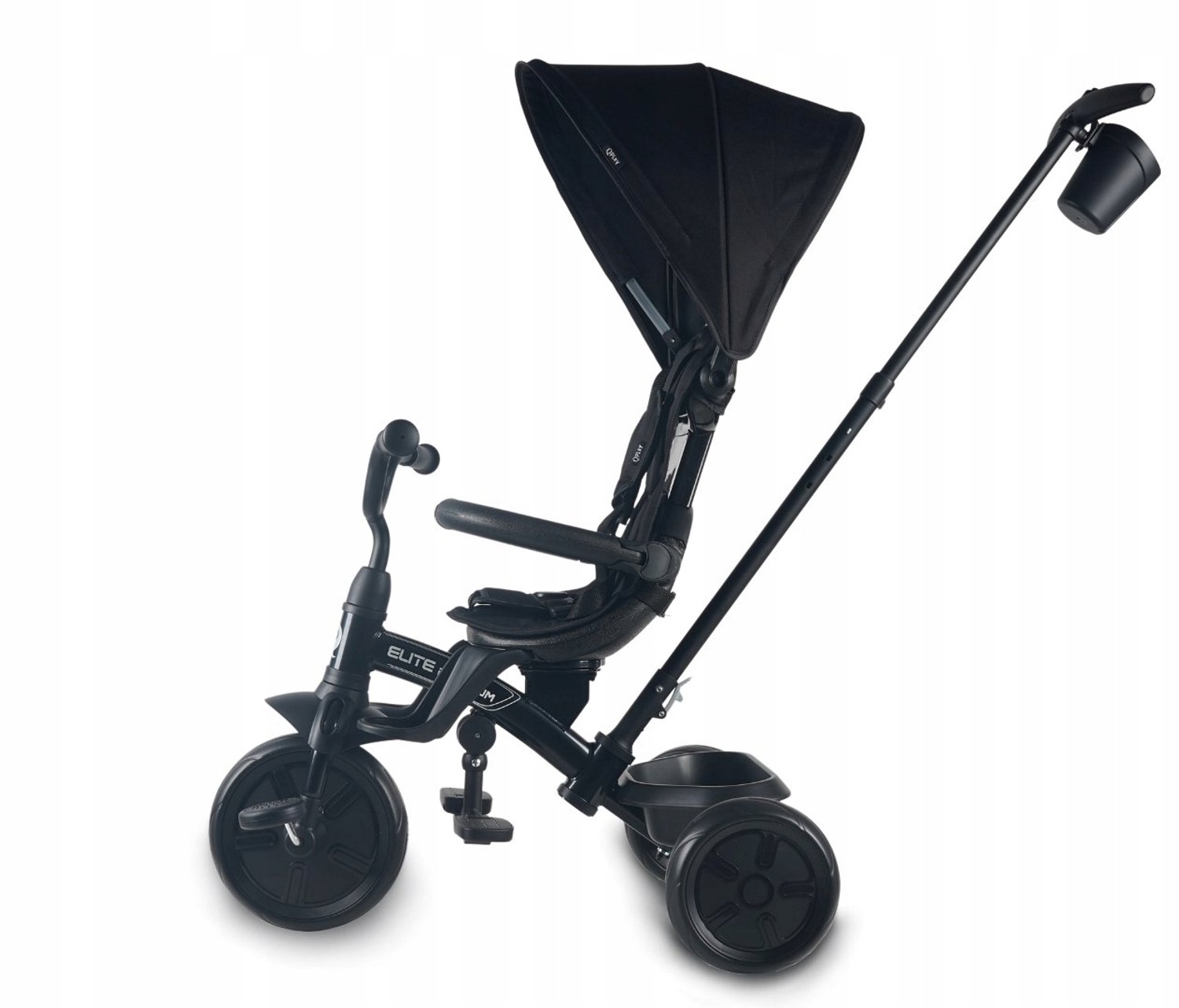 Qplay Elite Platinum Driewieler met Duwstang - Zwart