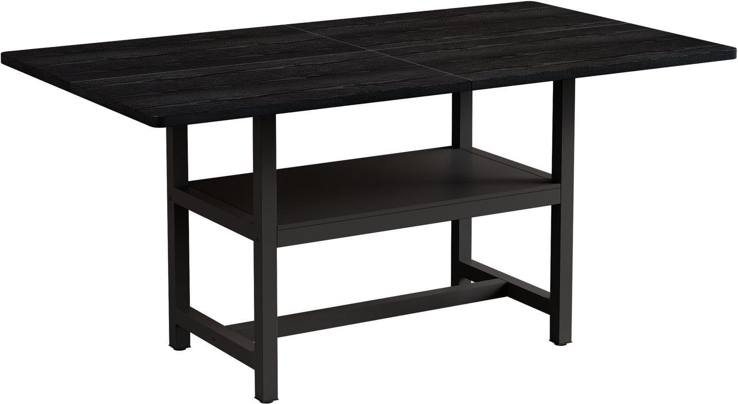 SONNENH Eettafel - Opbergplateau en metalen onderstel - 160 x 90 x 76 cm - Zwart