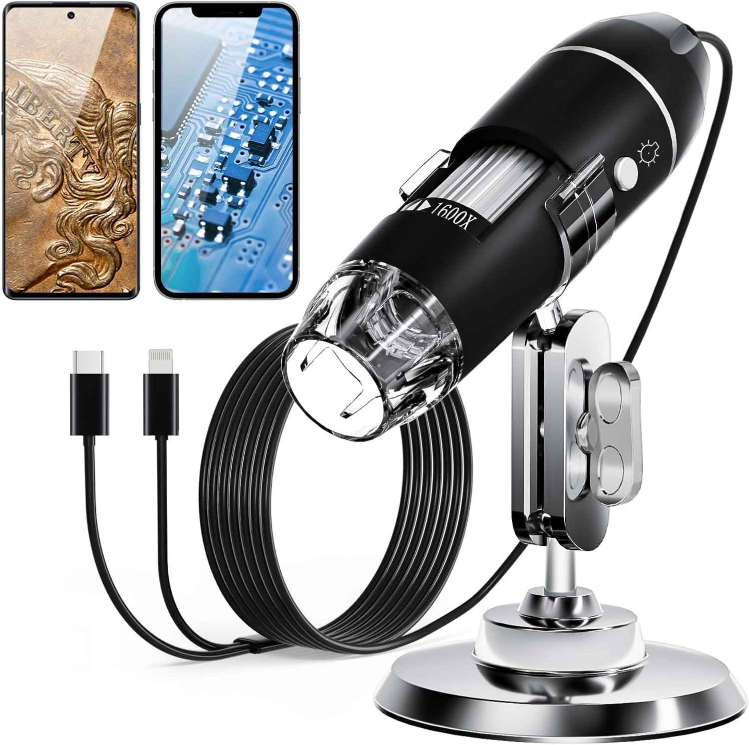 Digitale Microscoop - Microscoop Camera - Microscoop Voor Kinderen - 50-1600x - 8 LED Verlichting - Verstelbare Standaard - Android & iOS - Draagbare Kinder Microscoop - Insecten Speelgoed - Voor Studenten & Kinderen