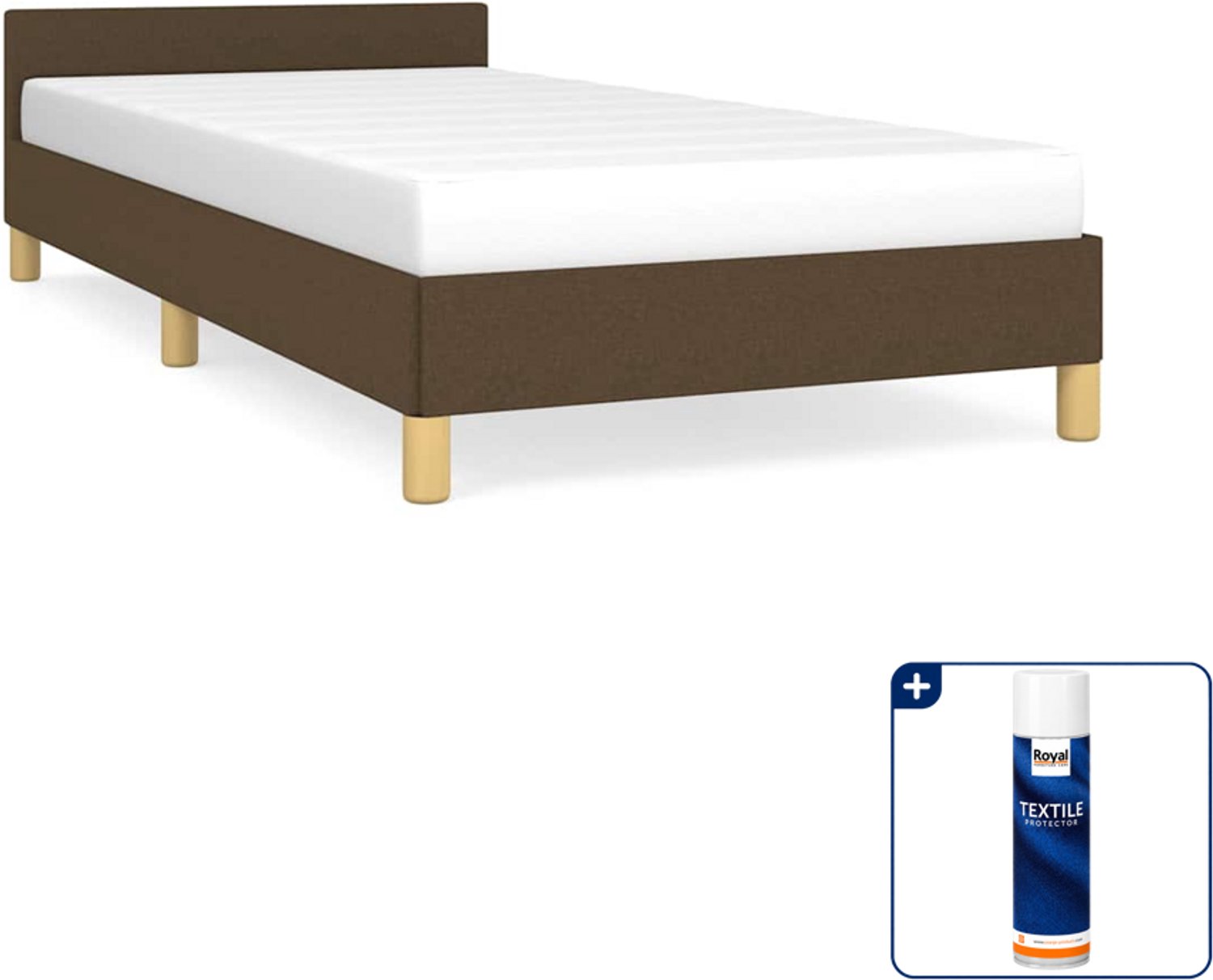 vidaXL bedframe - 90 x 190 cm - stof - donkerbruin - Inclusief textielbeschermer 500 ml