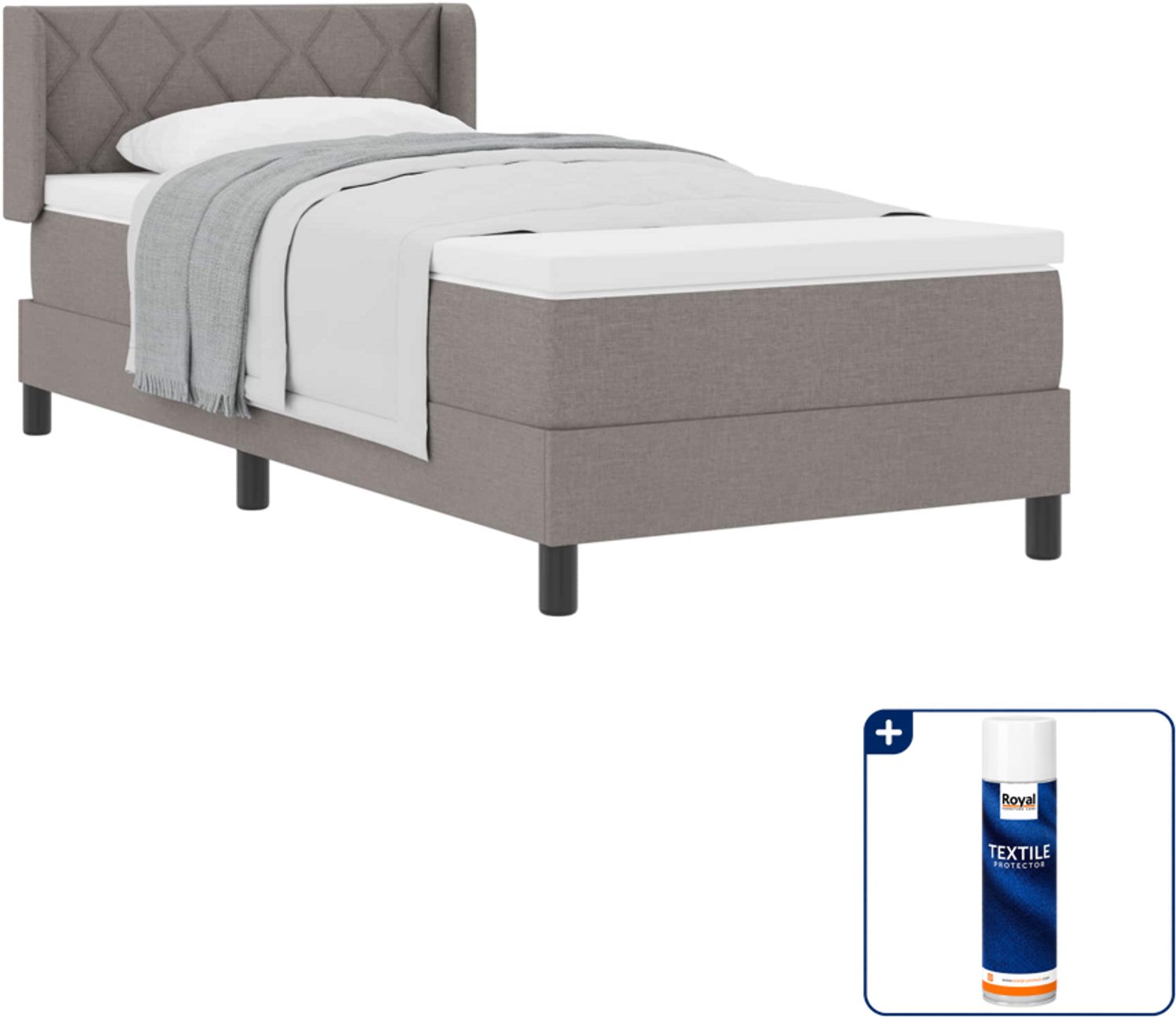 vidaXL boxspringbed - 100 x 200 cm - taupe - Inclusief textielbeschermer 500 ml