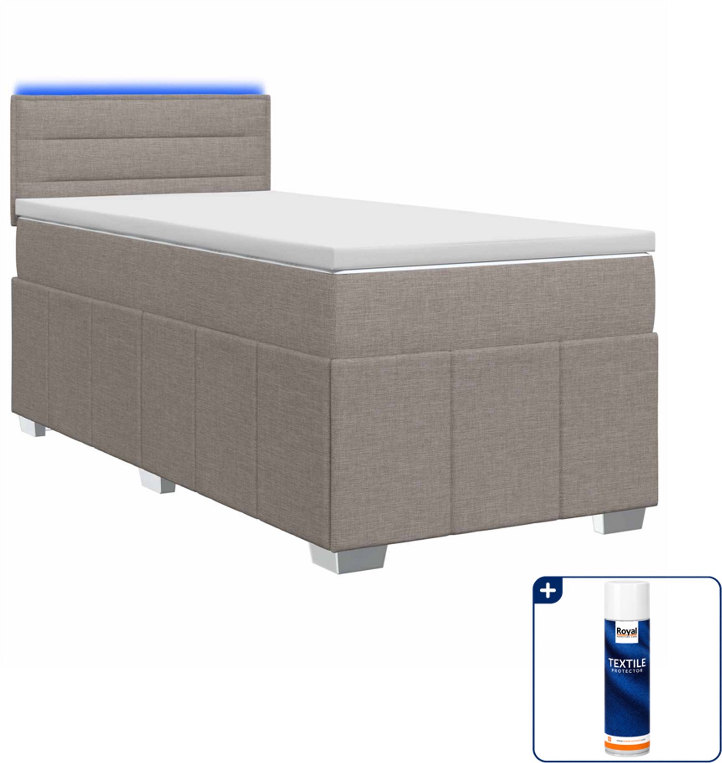 vidaXL Boxspringbed - 100 x 200 cm - taupe - Inclusief textielbeschermer 500 ml
