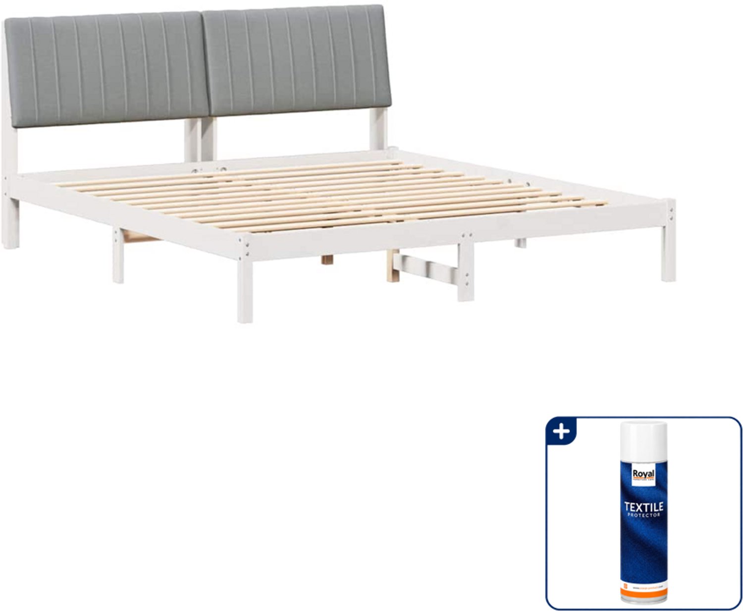 vidaXL Bedframe - Kingsize 180 x 200 cm - lichtgrijs - Inclusief textielbeschermer 500 ml