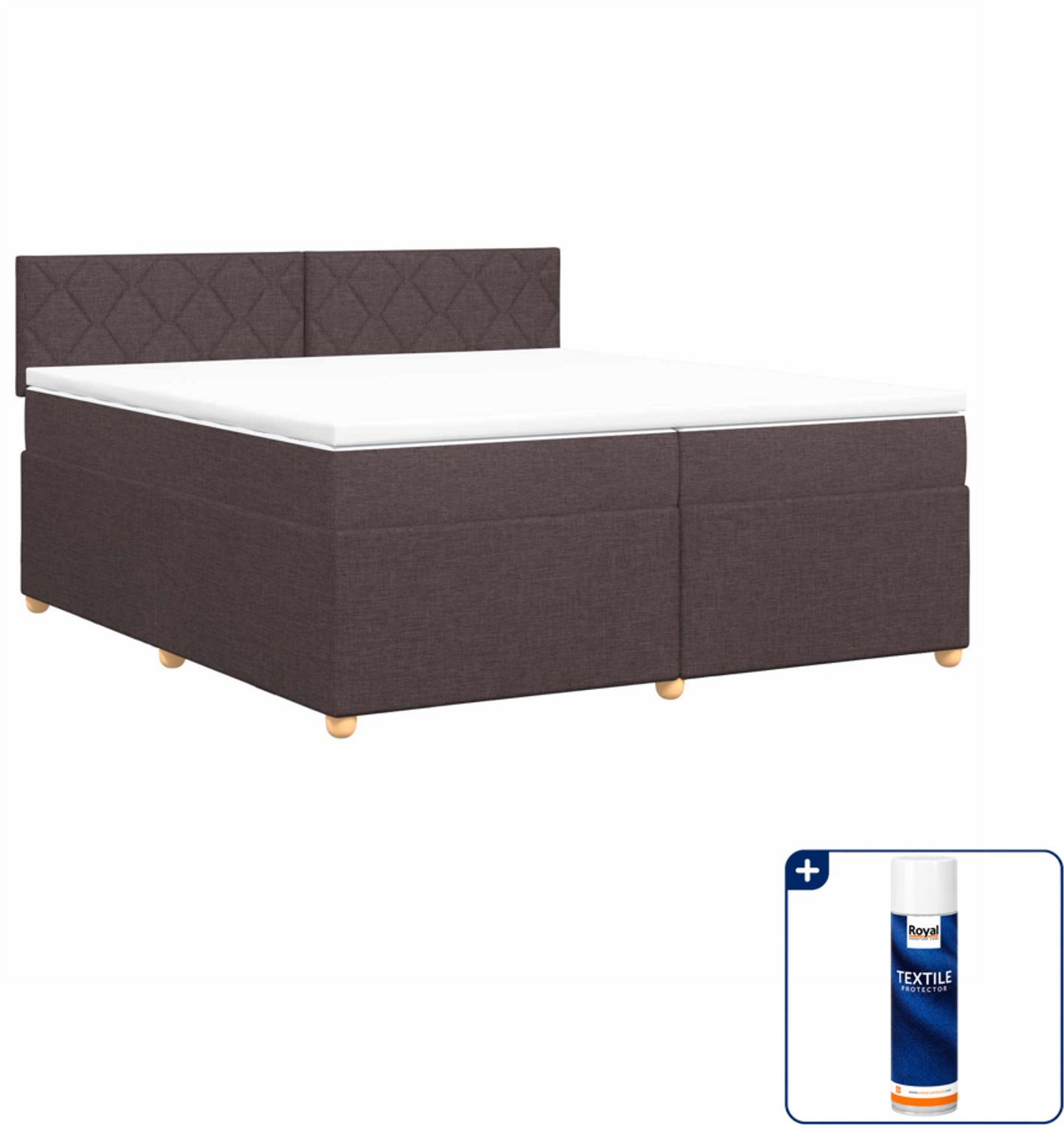 vidaXL Boxspringbed - 200 x 200 cm - donkerbruin - Inclusief textielbeschermer 500 ml