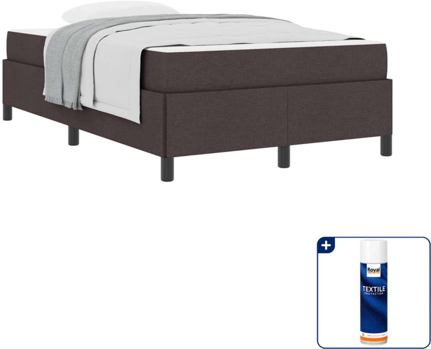 vidaXL boxspringbed - 120 x 200 cm - donkerbruin - Inclusief textielbeschermer 500 ml