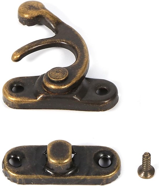 12 vintage sluitingen, haak sluitingen, decoratieve hasp, kisten sluitingen met schroeven — afbeelding 5