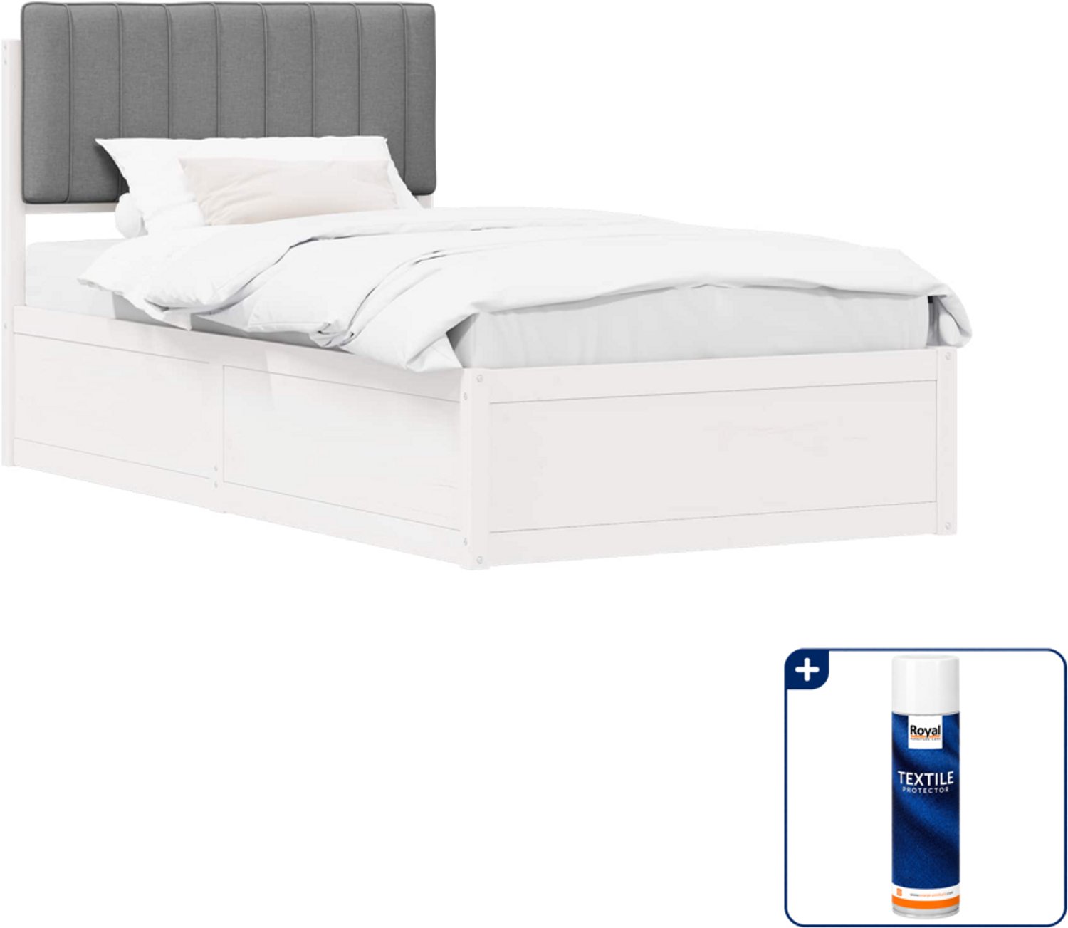 vidaXL bedframe met gestoffeerd hoofdbord - 100 x 200 cm - lichtgrijs - Inclusief textielbeschermer 500 ml