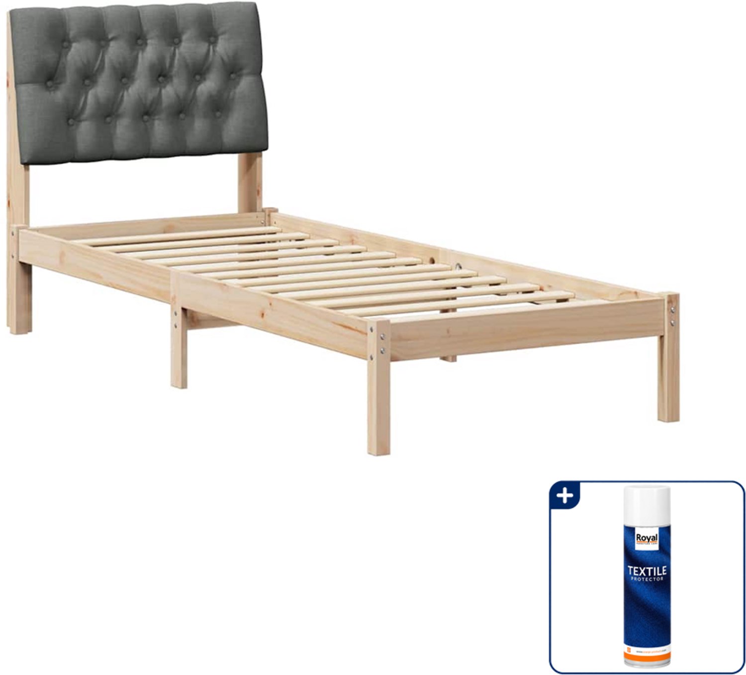 vidaXL bedframe - 75 x 190 cm - massief grenenhout - bruin - Inclusief textielbeschermer 500 ml