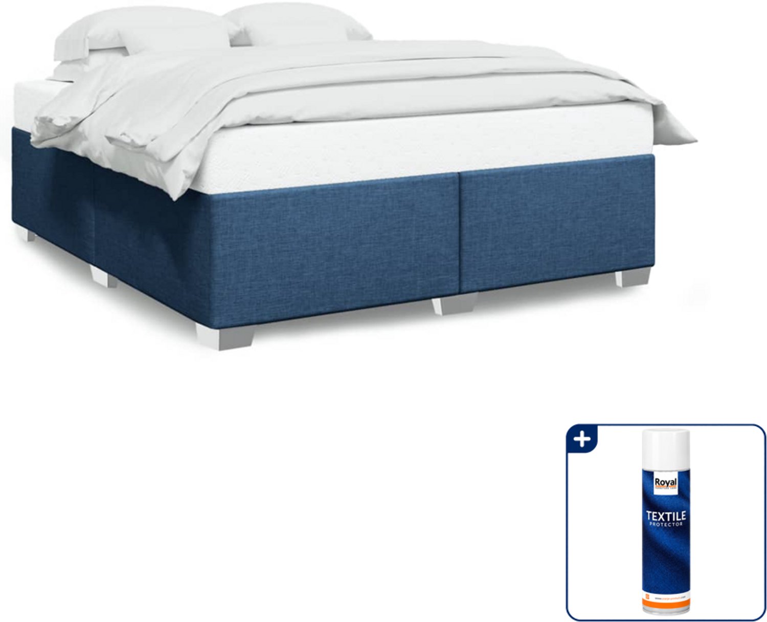 vidaXL bedframe - Kingsize - 180 x 200 cm - blauw - Inclusief textielbeschermer 500 ml Bruin
