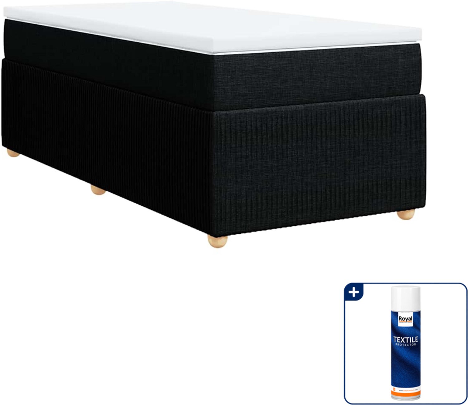 vidaXL boxspring met matras - 100 x 200 cm - stof - zwart - Inclusief textielbeschermer 500 ml