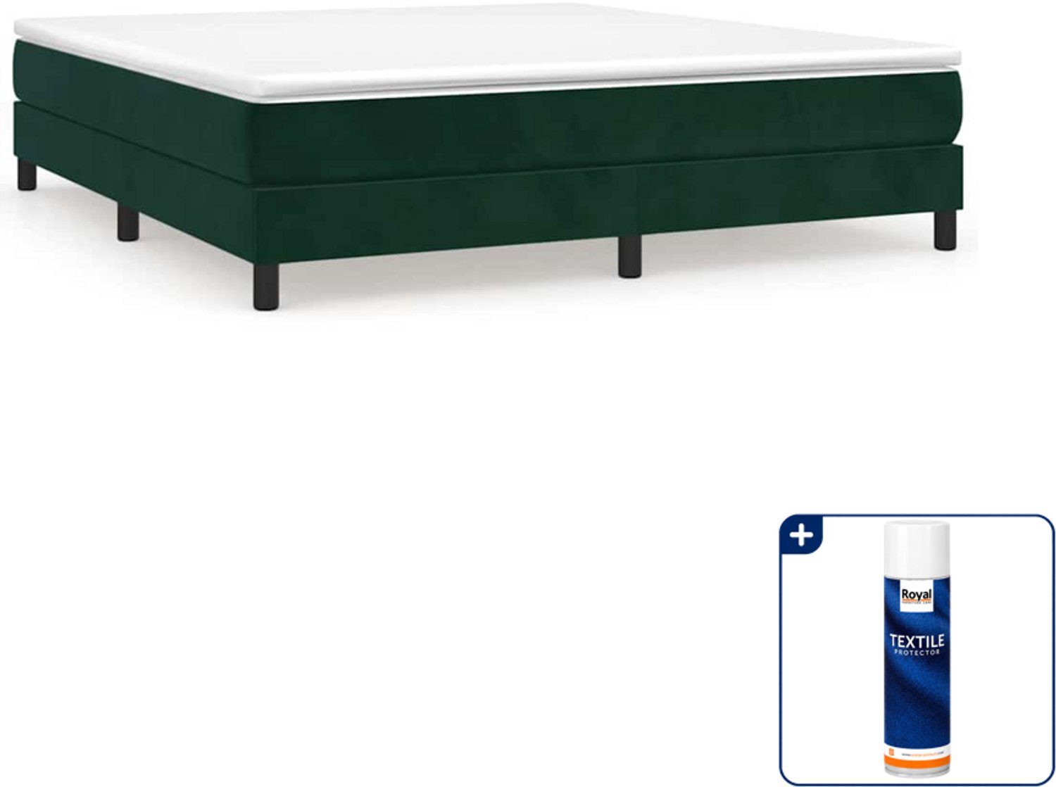 vidaXL Boxspring Kingsize - 180 x 200 cm - fluweel - donkergroen - Inclusief textielbeschermer 500 ml