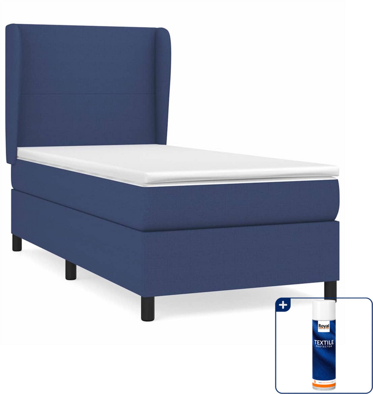vidaXL boxspring met matras - 100 x 200 cm - stof - blauw - Inclusief textielbeschermer 500 ml