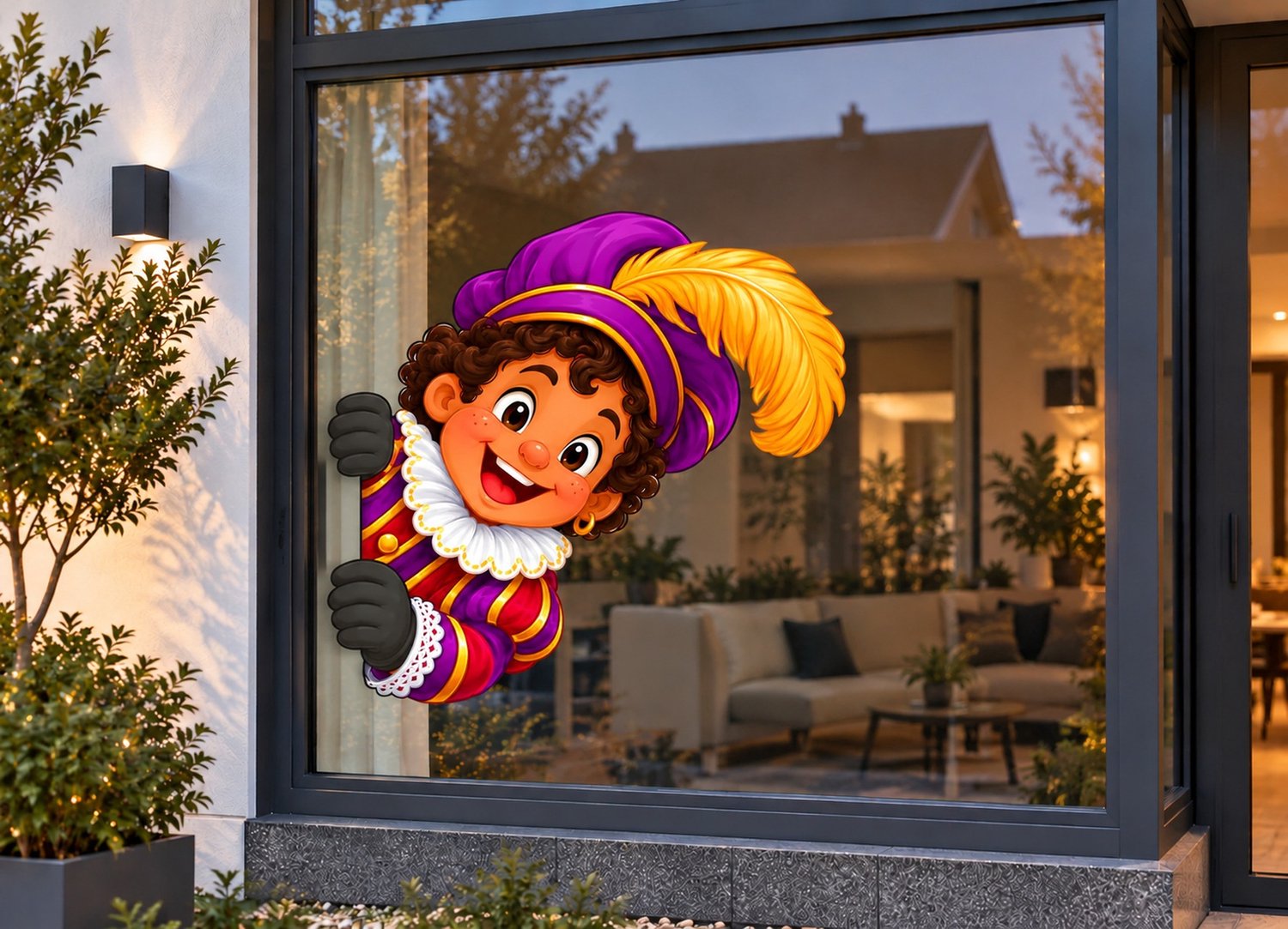 De Stickerman Sinterklaas Raamsticker 50cm Breed Herbruikbaar Weerbestendig (V29) Multi
