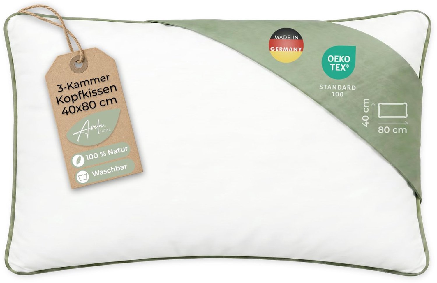 Duraxl Hoofdkussen - Dons en veren - 40 x 80 cm - 3 kamers Wit