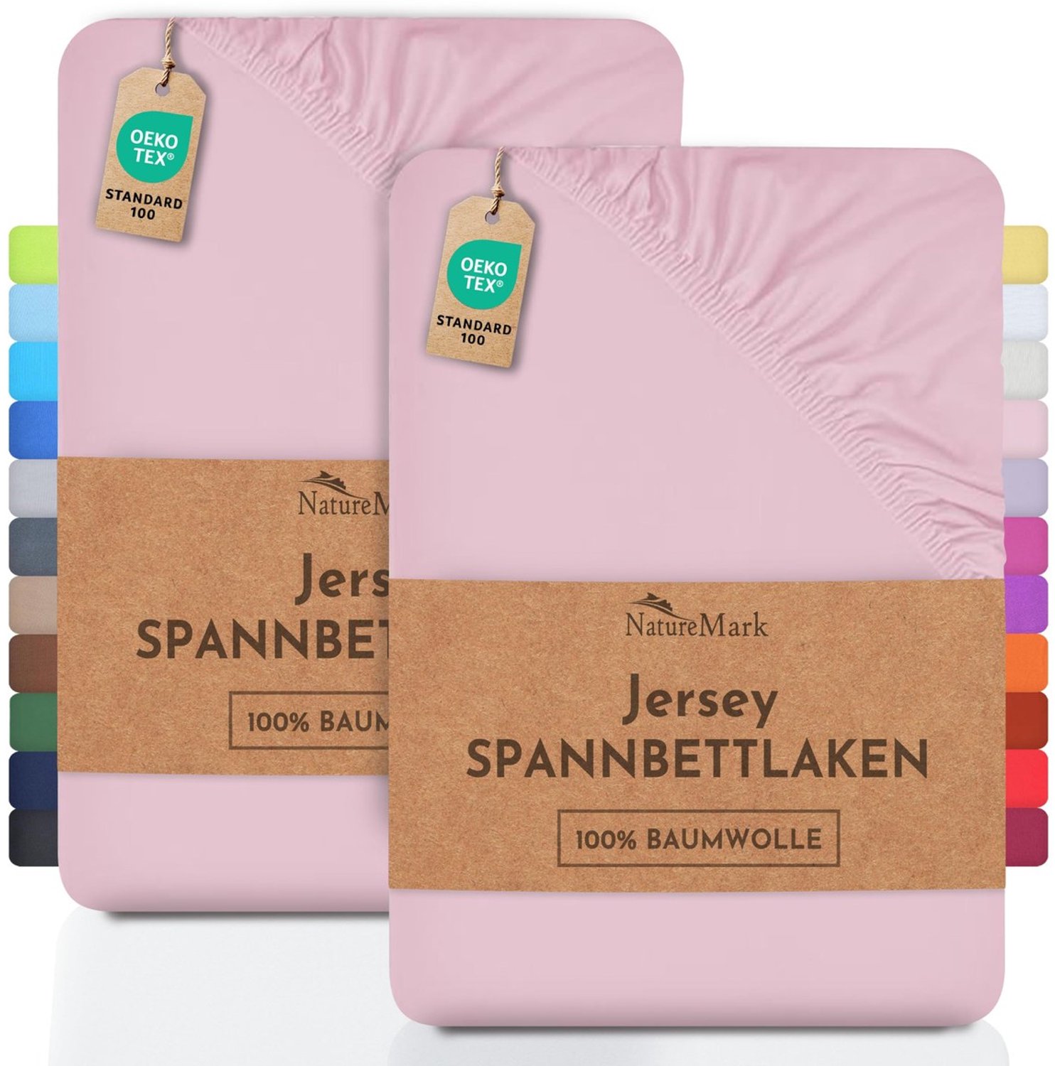 Duraxl Jersey hoeslaken - 90 x 200 tot 100 x 200 cm - Roze - 2-pack