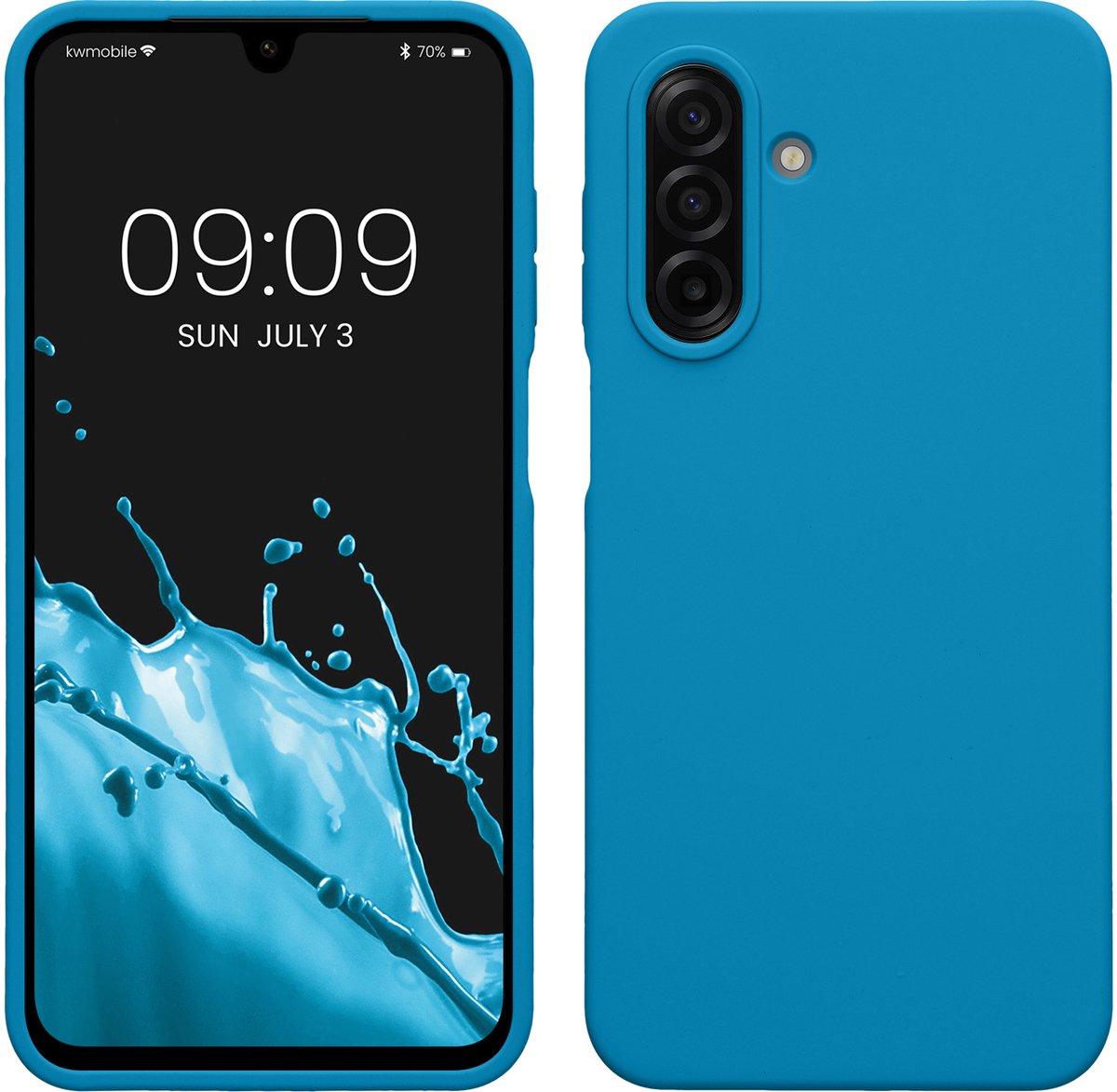 kwmobile telefoonhoesje geschikt voor Samsung Galaxy A17 4G / 5G - Hoesje met siliconen coating - Smartphone case in Caribisch blauw
